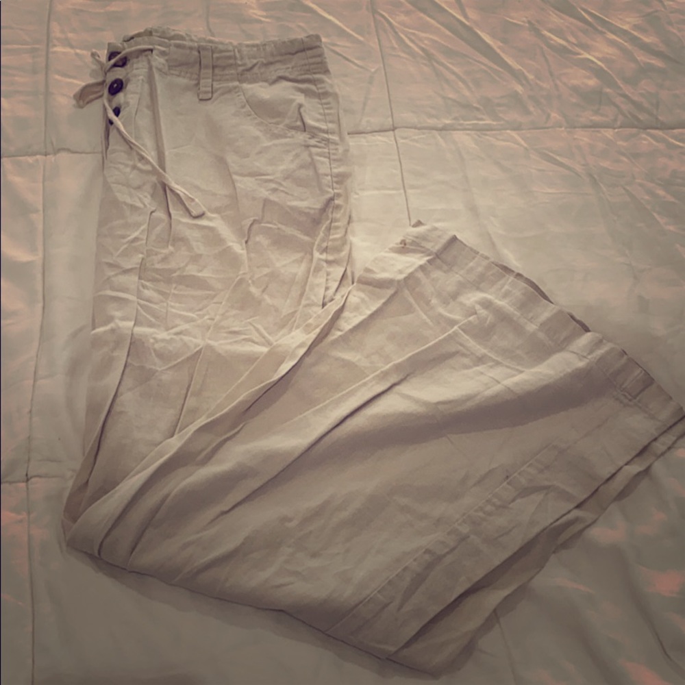 Wide leg linen pants
